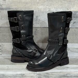 FREE PEOPLE BILLIE BUCKLED BOOTS IN BLACK - SZ - 8